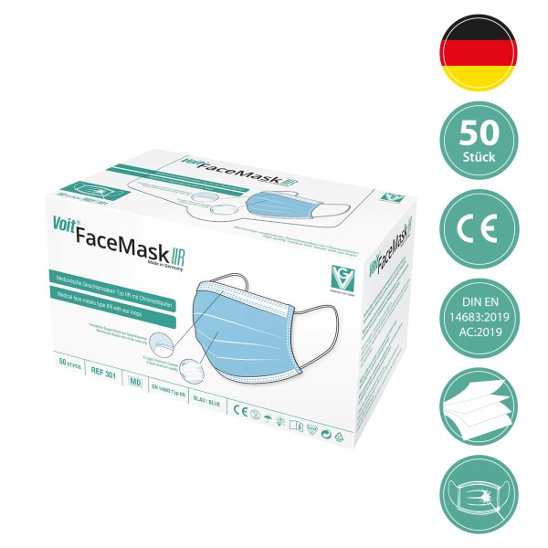 Voit FaceMaskIIR - Medizinische Gesichtsmaske Typ IIR - EN 14683 (50 Stück)