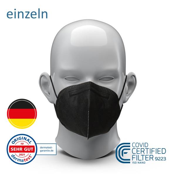 einzeln schwarz - Colour -Atemschutzmaske FFP2 NR- Made in Germany